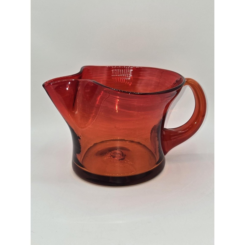 Blenko #667L Tangerine Pitcher‎ Joel Myers 1966 Art Glass Water Pitcher MCM